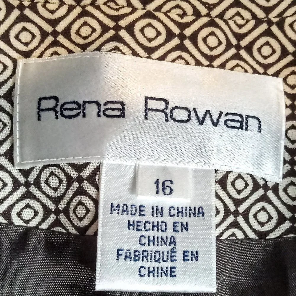 Vintage Rena Rowen Beige Brown Silk Zip Jacket